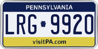PA license plate LRG9920