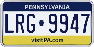 PA license plate LRG9947