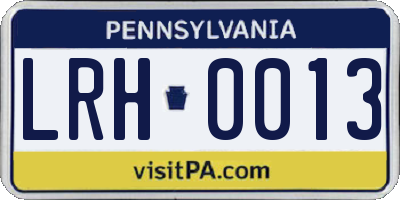 PA license plate LRH0013