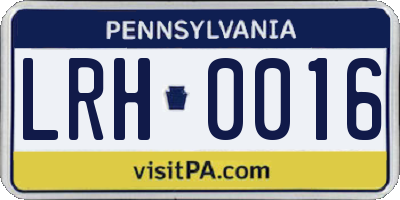 PA license plate LRH0016