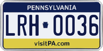 PA license plate LRH0036