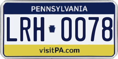 PA license plate LRH0078