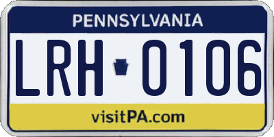 PA license plate LRH0106