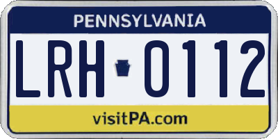 PA license plate LRH0112