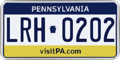 PA license plate LRH0202