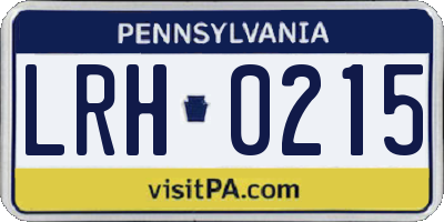 PA license plate LRH0215