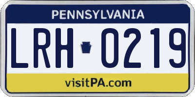 PA license plate LRH0219