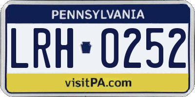 PA license plate LRH0252