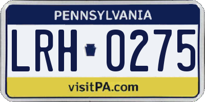PA license plate LRH0275