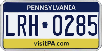 PA license plate LRH0285