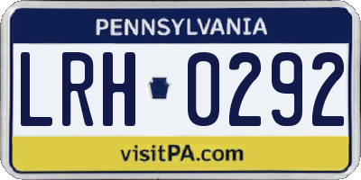 PA license plate LRH0292