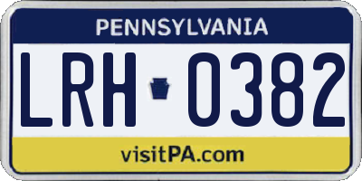 PA license plate LRH0382