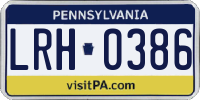 PA license plate LRH0386