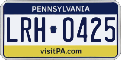 PA license plate LRH0425