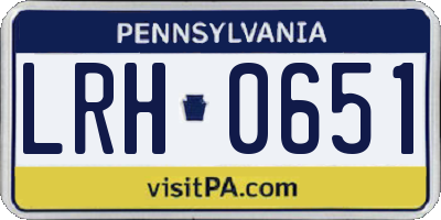 PA license plate LRH0651