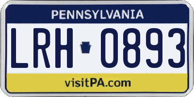 PA license plate LRH0893