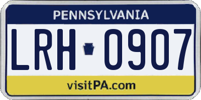 PA license plate LRH0907