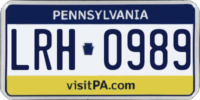 PA license plate LRH0989