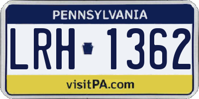 PA license plate LRH1362