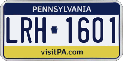 PA license plate LRH1601