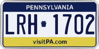 PA license plate LRH1702