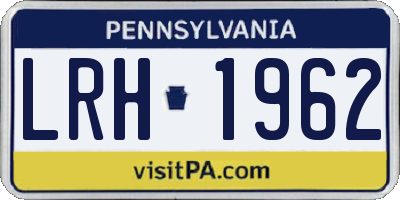PA license plate LRH1962