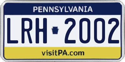 PA license plate LRH2002