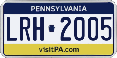PA license plate LRH2005