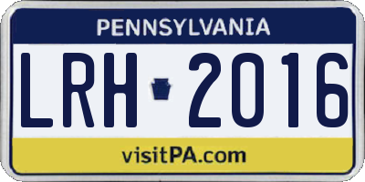 PA license plate LRH2016