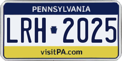 PA license plate LRH2025