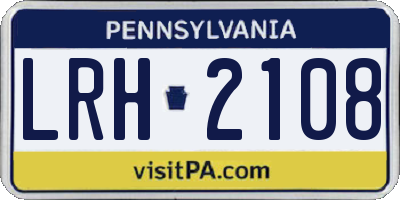 PA license plate LRH2108
