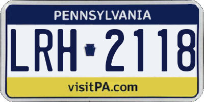 PA license plate LRH2118