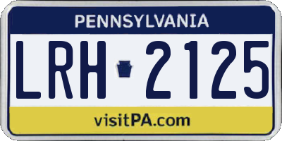 PA license plate LRH2125