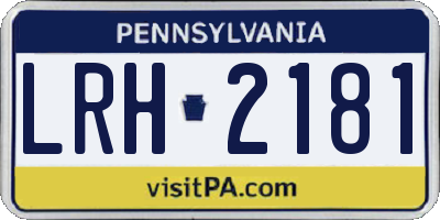 PA license plate LRH2181