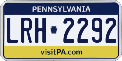 PA license plate LRH2292
