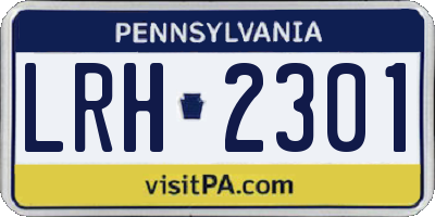 PA license plate LRH2301