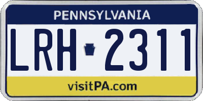 PA license plate LRH2311