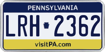 PA license plate LRH2362