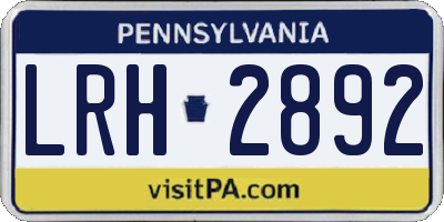 PA license plate LRH2892