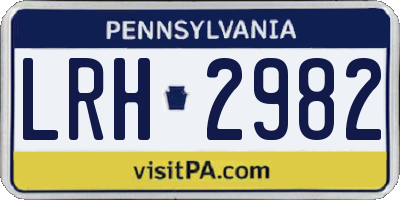 PA license plate LRH2982