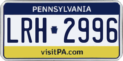 PA license plate LRH2996