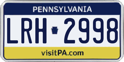 PA license plate LRH2998