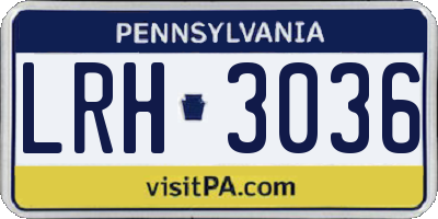 PA license plate LRH3036