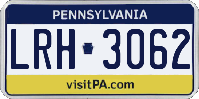 PA license plate LRH3062