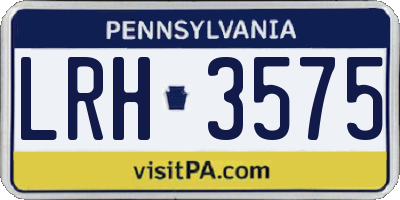 PA license plate LRH3575