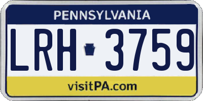 PA license plate LRH3759