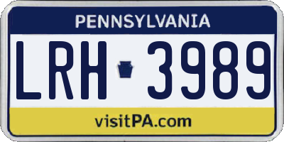 PA license plate LRH3989