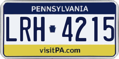PA license plate LRH4215