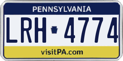PA license plate LRH4774