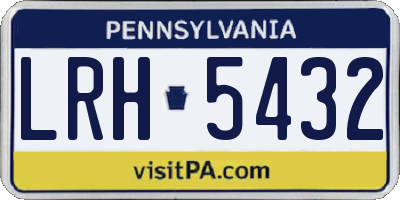 PA license plate LRH5432